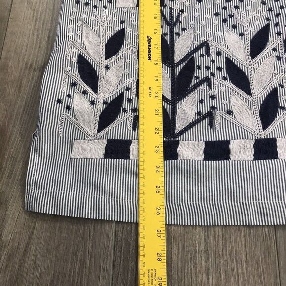 Womens Pullover Tunic Embroidered Gray Blue/Black Shirt Blouse See Measurements - Picture 9 of 12